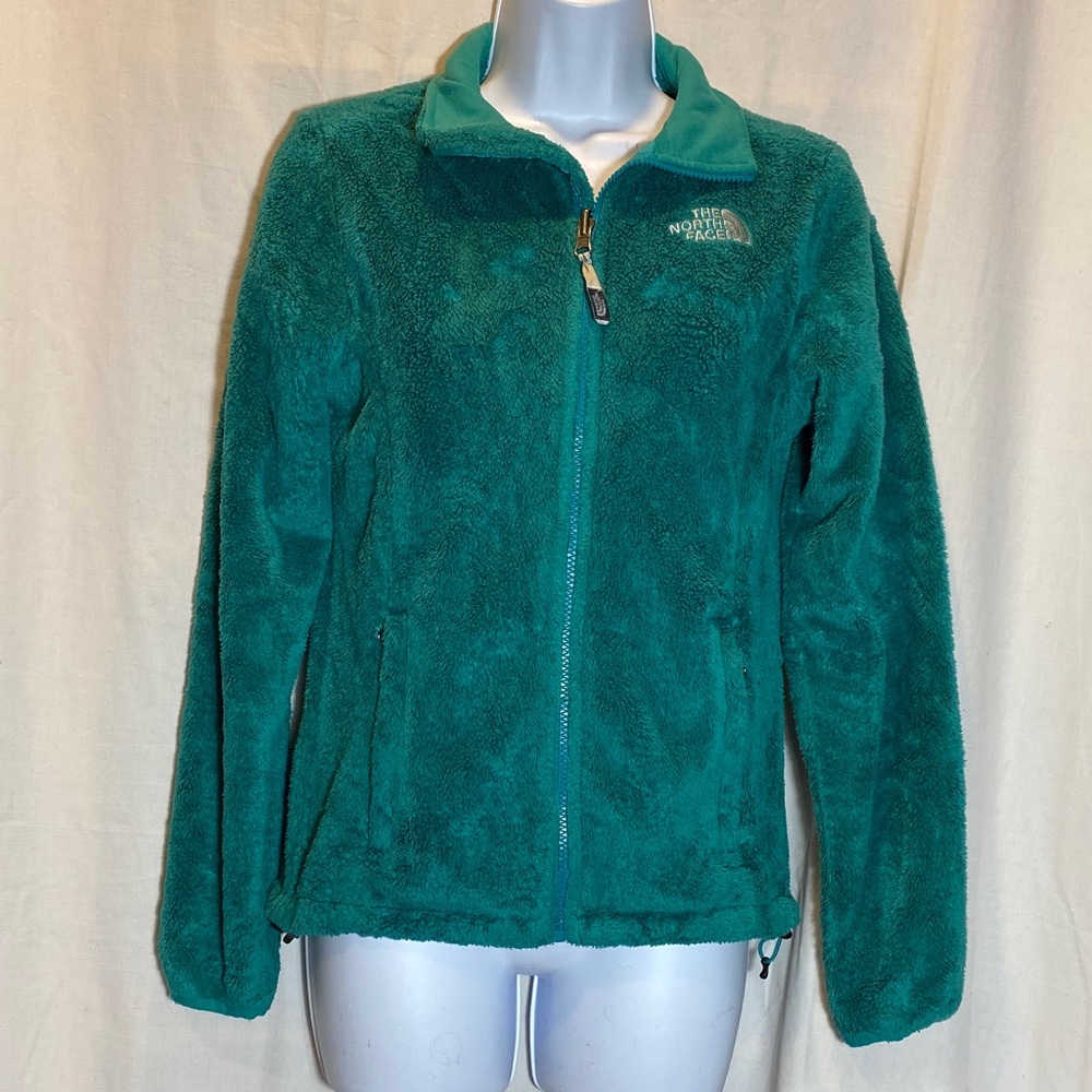 The North Face Women's Emerald Green Teddy Jacket in silken fleece - size-XS